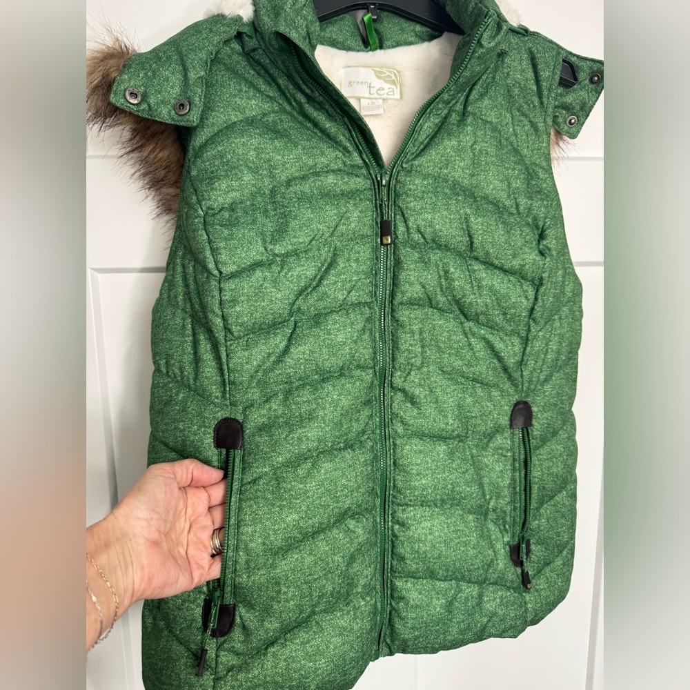 GreenTea Green Quilted Puffer Vest, New without Tag, Large - Picture 2 of 11